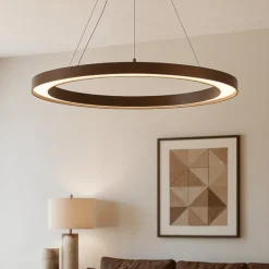 Lampadari Moderni-Linea Light Lampadario led cerchio marrone lira