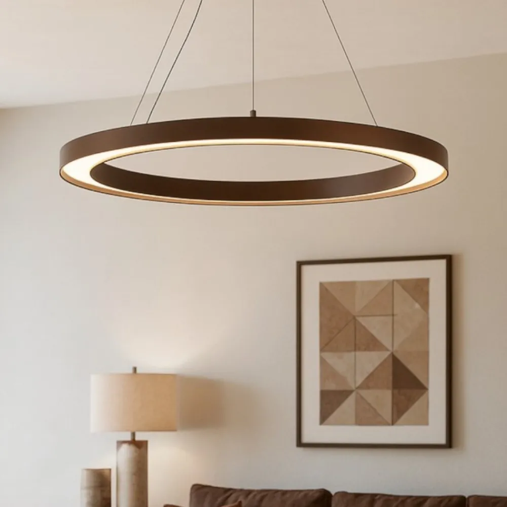 Lampadari Moderni-Linea Light Lampadario led cerchio marrone lira
