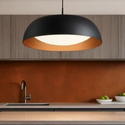 Lampadari Cucina-Selezionato da Mazzolaluce Lampadario led cupola nero rame per tavolo da pranzo cucina
