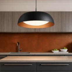 Lampadari Cucina-Selezionato da Mazzolaluce Lampadario led cupola nero rame per tavolo da pranzo cucina