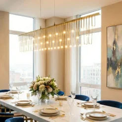 Lampadari Moderni-Selezionato da Mazzolaluce Lampadario led design moderno oro per salotto