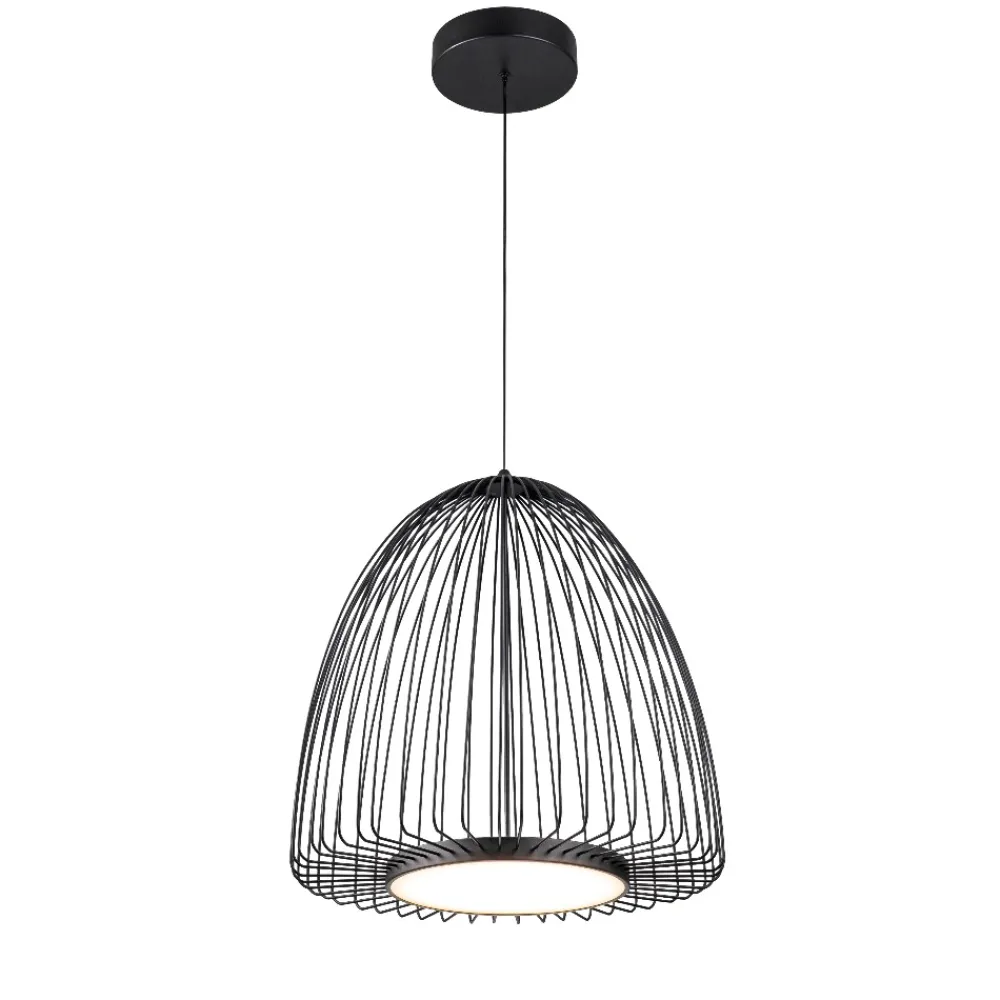 Lampadari Moderni-Selezionato da Mazzolaluce Lampadario led design moderno gabbia di metallo nero per soggiorno