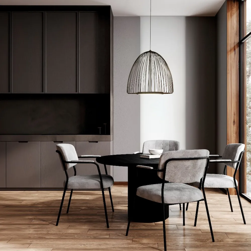 Lampadari Moderni-Selezionato da Mazzolaluce Lampadario led design moderno gabbia di metallo nero per soggiorno