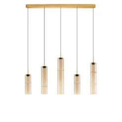 Lampadari Moderni-Selezionato da Mazzolaluce Lampadario led design per tavolo da pranzo vetri ambra