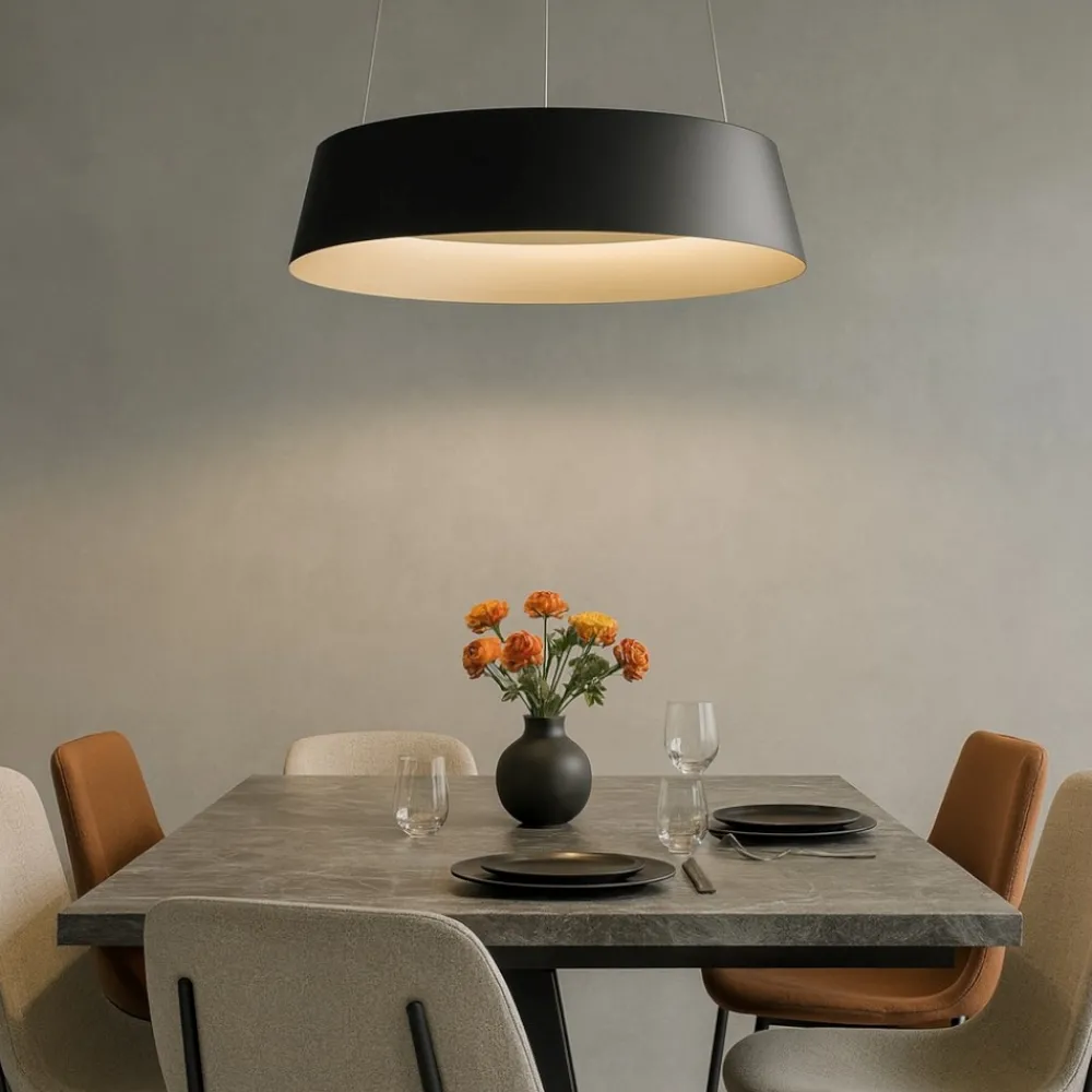 Lampadari Cucina-Selezionato da Mazzolaluce Lampadario led dimmerabile cono rovesciato nero oro per cucina moderna