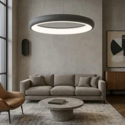 Lampadari Moderni-Selezionato da Mazzolaluce Lampadario led 3000k cerchio grigio 60cm dimmerabile