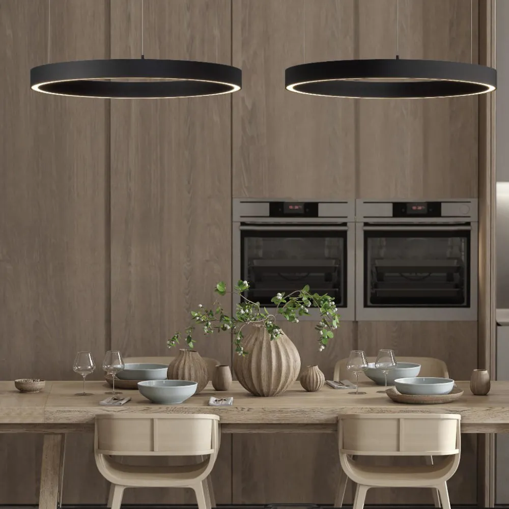 Lampadari Moderni-Selezionato da Mazzolaluce Lampadario led 3000k dimmerabile cerchio 80cm nero
