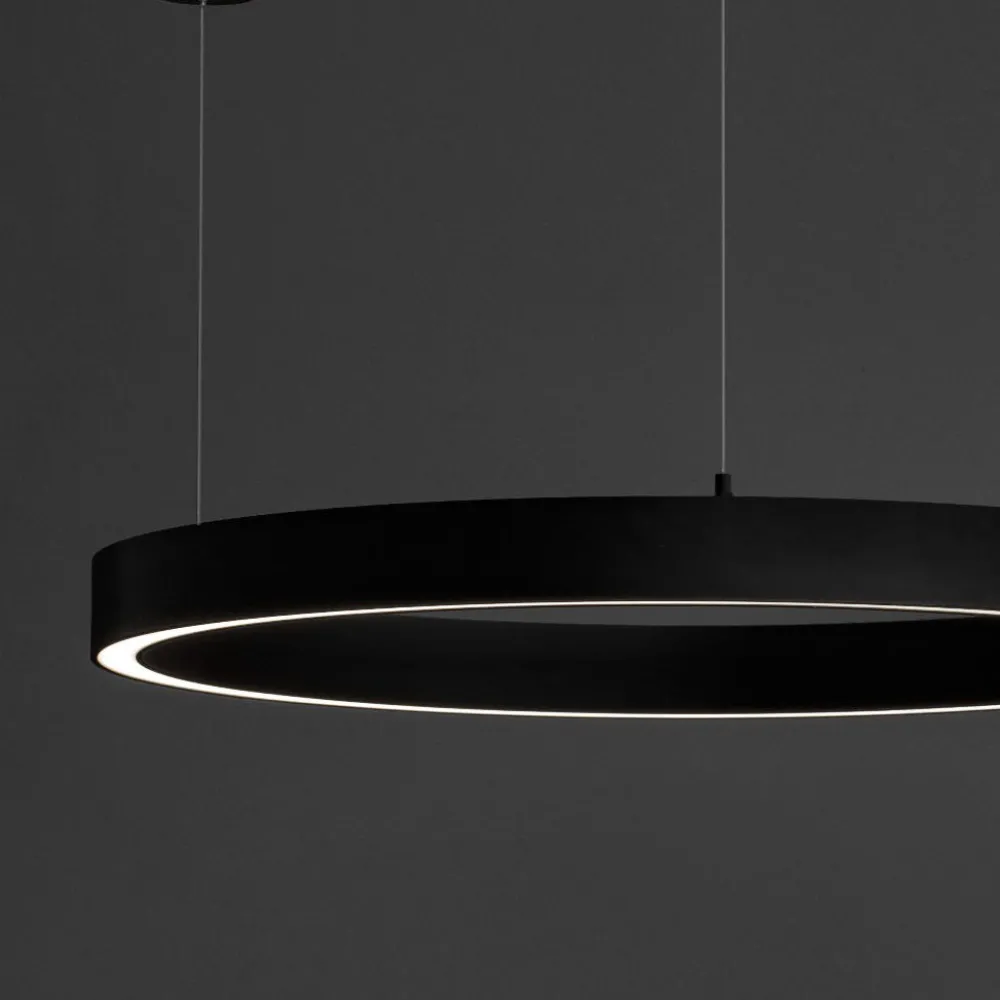 Lampadari Moderni-Selezionato da Mazzolaluce Lampadario led 3000k dimmerabile cerchio 80cm nero