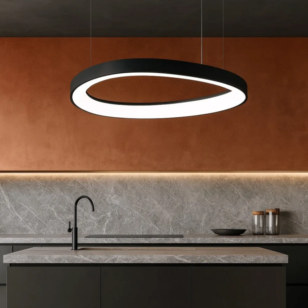 Lampadari Cucina-Ideal Lux Lampadario led 3000k gemini sp d042 nero