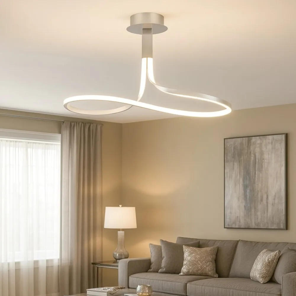 Lampadari Moderni-Selezionato da Mazzolaluce Lampadario led moderno led per soggiorno silver cromo dimmerabile