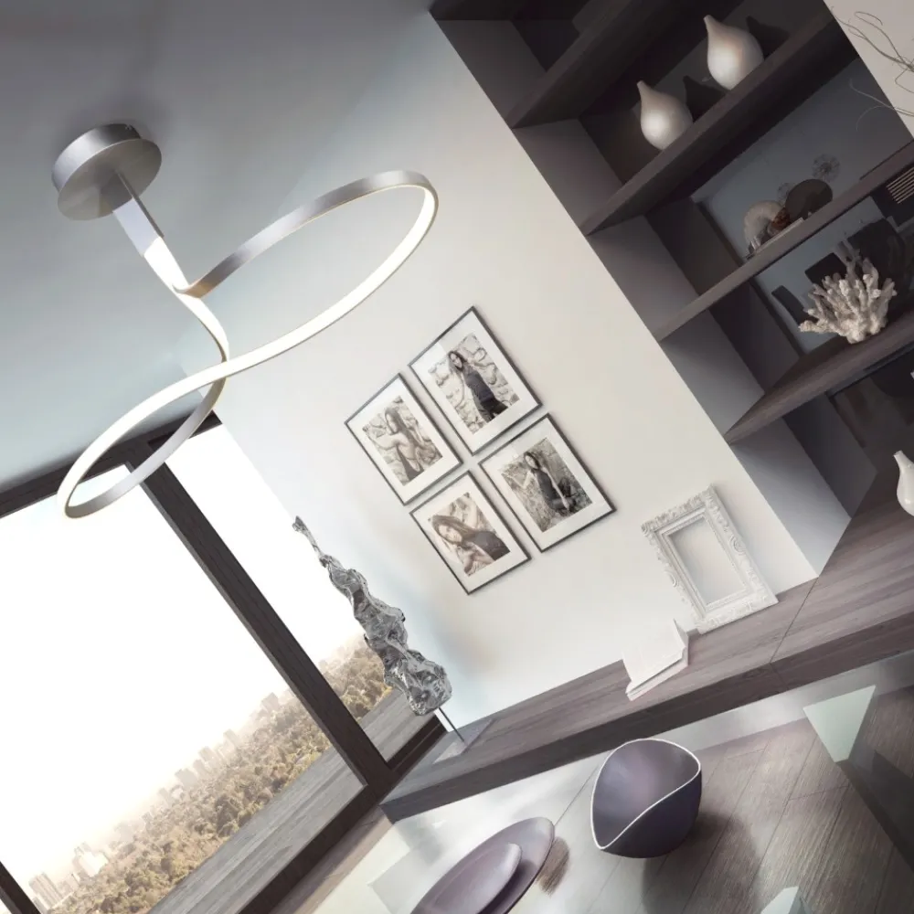 Lampadari Moderni-Selezionato da Mazzolaluce Lampadario led moderno led per soggiorno silver cromo dimmerabile
