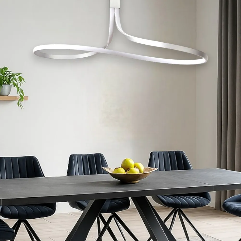 Lampadari Moderni-Selezionato da Mazzolaluce Lampadario led moderno led per soggiorno silver cromo dimmerabile