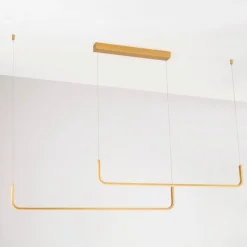 Lampadari Moderni-Selezionato da Mazzolaluce Lampadario led moderno oro design per sala da pranzo