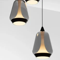 Lampadari Moderni-Selezionato da Mazzolaluce Lampadario led moderno per soggiorno vetri grigio fumo
