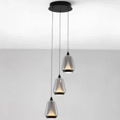 Lampadari Moderni-Selezionato da Mazzolaluce Lampadario led moderno per soggiorno vetri grigio fumo