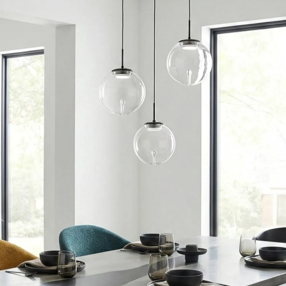Lampadari Moderni-Fabas Luce Lampadario led moderno 3 sfere trasparenti ariel