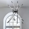 Lampadari Moderni-Selezionato da Mazzolaluce Lampadario led nero design moderno 3000k per soggiorno
