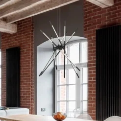 Lampadari Moderni-Selezionato da Mazzolaluce Lampadario led nero design moderno 3000k per soggiorno