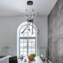 Lampadari Moderni-Selezionato da Mazzolaluce Lampadario led nero design moderno 3000k per soggiorno