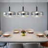 Lampadari Moderni-Fabas Luce Lampadario led per soggiorno 3 vetri grigio a sospensione devero