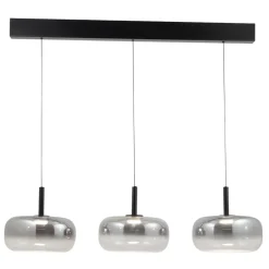Lampadari Moderni-Fabas Luce Lampadario led per soggiorno 3 vetri grigio a sospensione devero