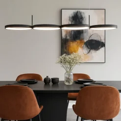 Lampadari Moderni-Selezionato da Mazzolaluce Lampadario led per soggiorno moderno nero design cerchi