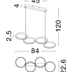 Lampadari Moderni-Selezionato da Mazzolaluce Lampadario led per soggiorno moderno nero design cerchi