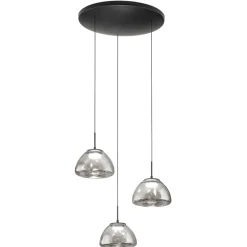 Lampadari Moderni-Fabas Luce Lampadario led 3 vetri pendenti fume moderno lucille