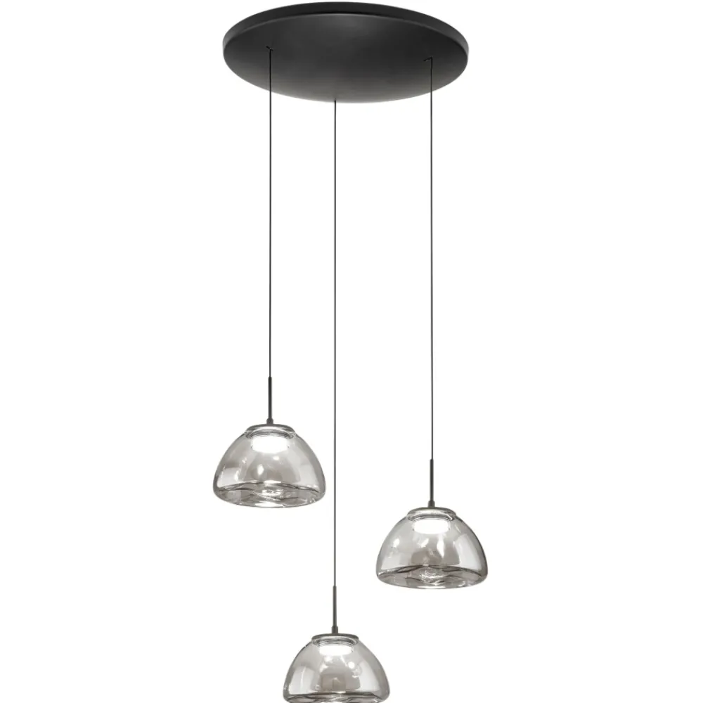 Lampadari Moderni-Fabas Luce Lampadario led 3 vetri pendenti fume moderno lucille