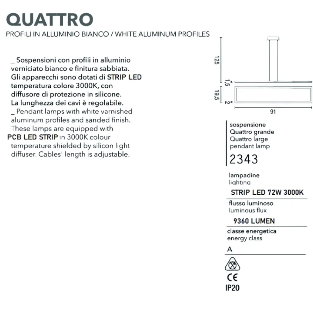 Lampadari Moderni-Affralux Lampadario led 72w 3000k bianco quattro per soggiorno