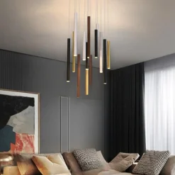 Lampadari Moderni-Selezionato da Mazzolaluce Lampadario led 84w 3000k cilindri multicolor per soggiorno moderno
