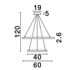 Lampadari Moderni-Selezionato da Mazzolaluce Lampadario led 60w 3000k dimmerabile doppio anello nero per salotto