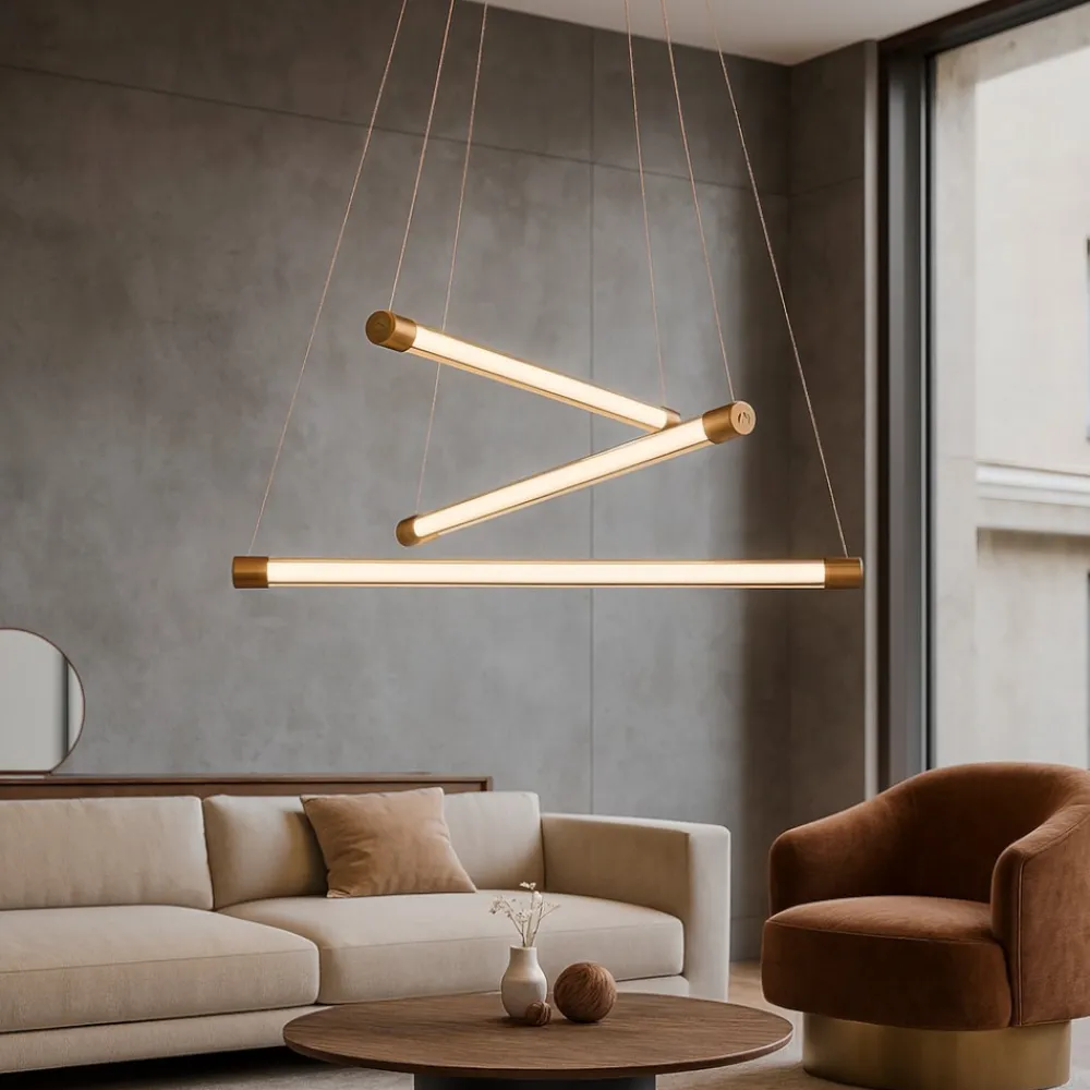 Lampadari Moderni-Selezionato da Mazzolaluce Lampadario led 30w 3000k dorato design moderno fp