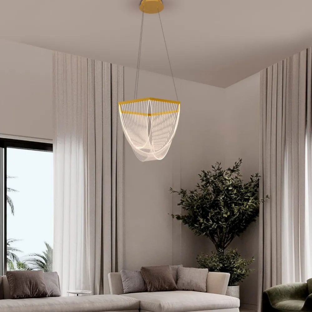 Lampadari Moderni-Selezionato da Mazzolaluce Lampadario led 35w 3000k dorato design moderno