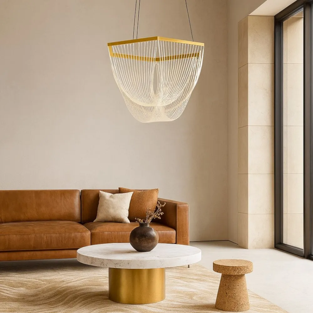 Lampadari Moderni-Selezionato da Mazzolaluce Lampadario led 35w 3000k dorato design moderno