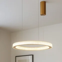 Lampadari Moderni-Selezionato da Mazzolaluce Lampadario led 40w 3000k dorato moderno cerchio per salotto