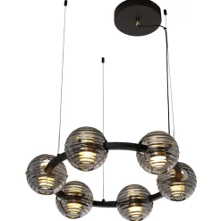 Lampadari Moderni-Selezionato da Mazzolaluce Lampadario led 60w 3000k moderno bocce di vetro fume per soggiorno