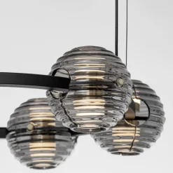Lampadari Moderni-Selezionato da Mazzolaluce Lampadario led 60w 3000k moderno bocce di vetro fume per soggiorno