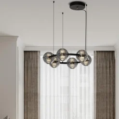 Lampadari Moderni-Selezionato da Mazzolaluce Lampadario led 60w 3000k moderno bocce di vetro fume per soggiorno