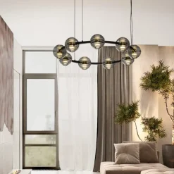 Lampadari Moderni-Selezionato da Mazzolaluce Lampadario led 91w 3000k moderno per soggiorno nero con vetri