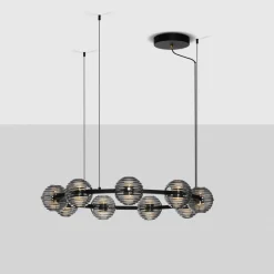 Lampadari Moderni-Selezionato da Mazzolaluce Lampadario led 91w 3000k moderno per soggiorno nero con vetri