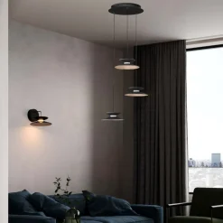 Lampadari Moderni-Selezionato da Mazzolaluce Lampadario led 15w 3000k nero oro moderna