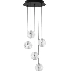 Lampadari Moderni-Selezionato da Mazzolaluce Lampadario led 25w 3000k 5 sfere pendenti per soggiorno moderno