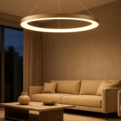 Lampadari Moderni-Selezionato da Mazzolaluce Lampadario led 75w moderno cerchio oro 90cm da 2700k a 5000k con telecomando