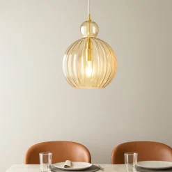 Lampadari Moderni-Perenz Illuminazione Lampadario lia perenz boccia 32cm di vetro cognac specchiato moderno