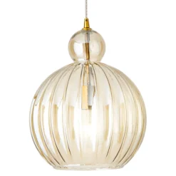 Lampadari Moderni-Perenz Illuminazione Lampadario lia perenz boccia 32cm di vetro cognac specchiato moderno