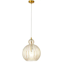 Lampadari Moderni-Perenz Illuminazione Lampadario lia perenz boccia 32cm di vetro cognac specchiato moderno