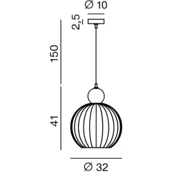 Lampadari Moderni-Perenz Illuminazione Lampadario lia perenz sfera di vetro 32cm fume specchiato