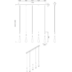 Lampadari Cucina-Fabas Luce Lampadario 5 luci a sospensioni nero per tavolo cucina coco