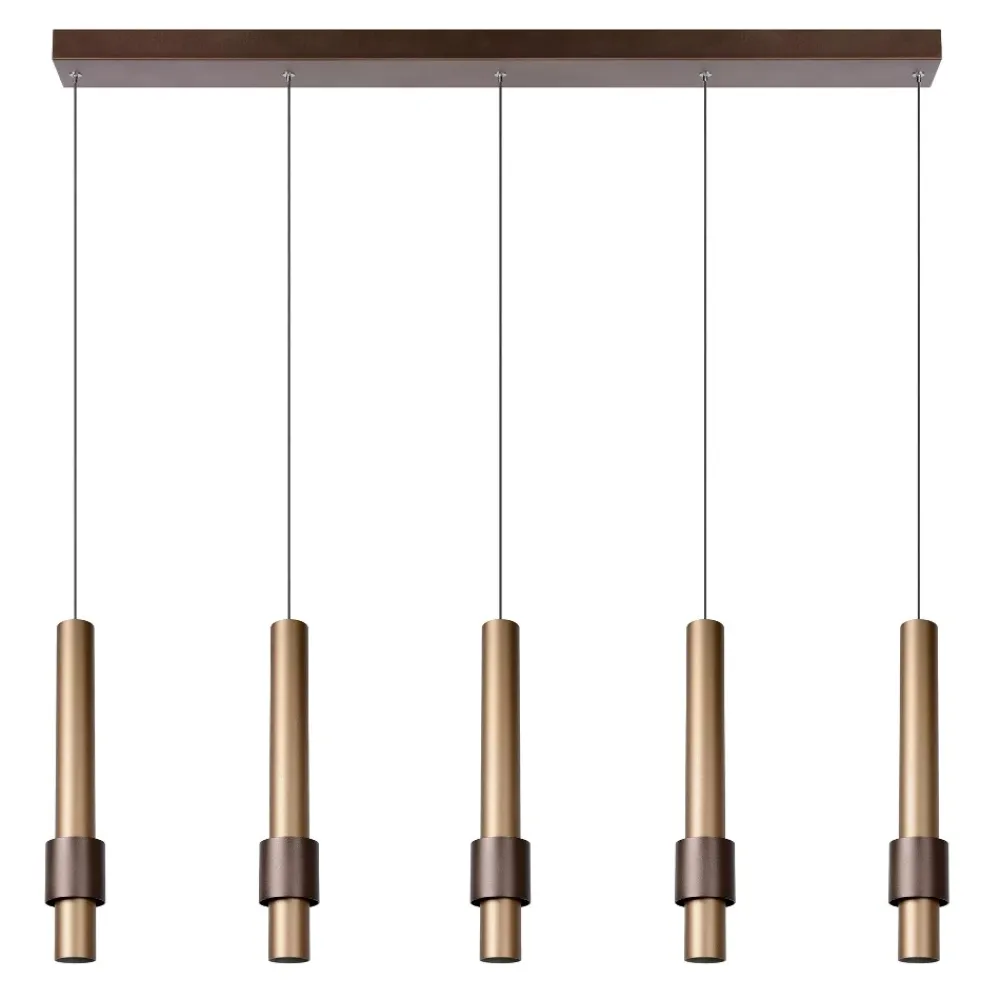 Lampadari Moderni-Selezionato da Mazzolaluce Lampadario 5 luci a sospensione caffe oro per ala da pranzo moderna